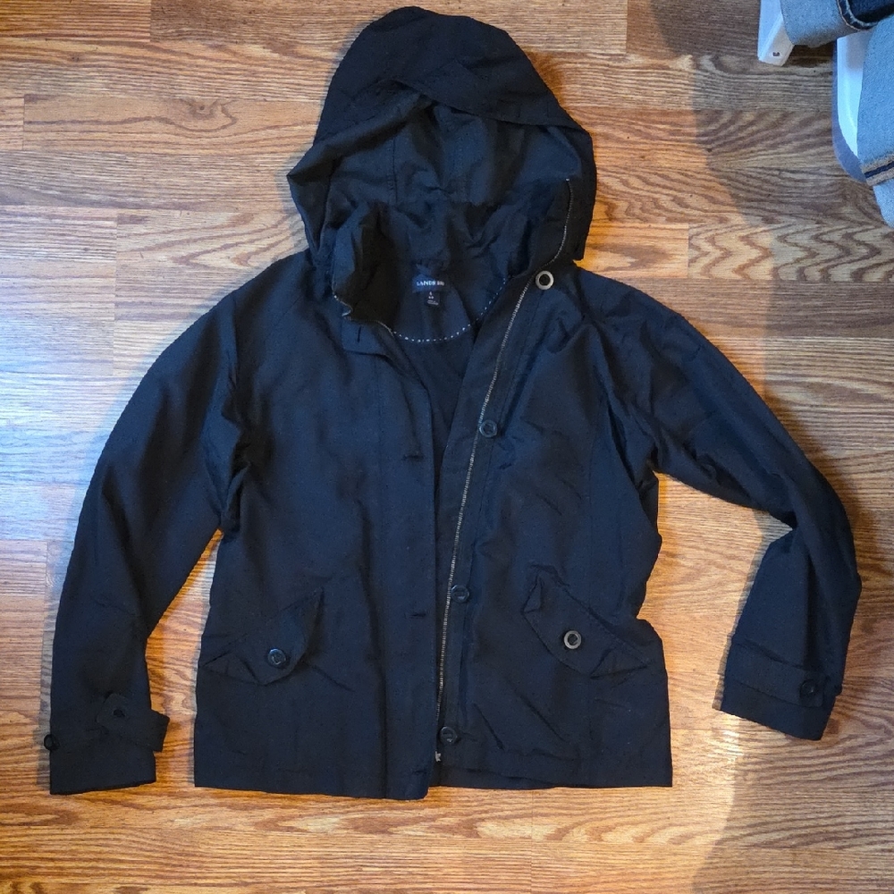 Lands' End Windbreaker With Detachable Hood